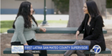 Supervisor Noelia Corzo sits on a park bench with reporter.